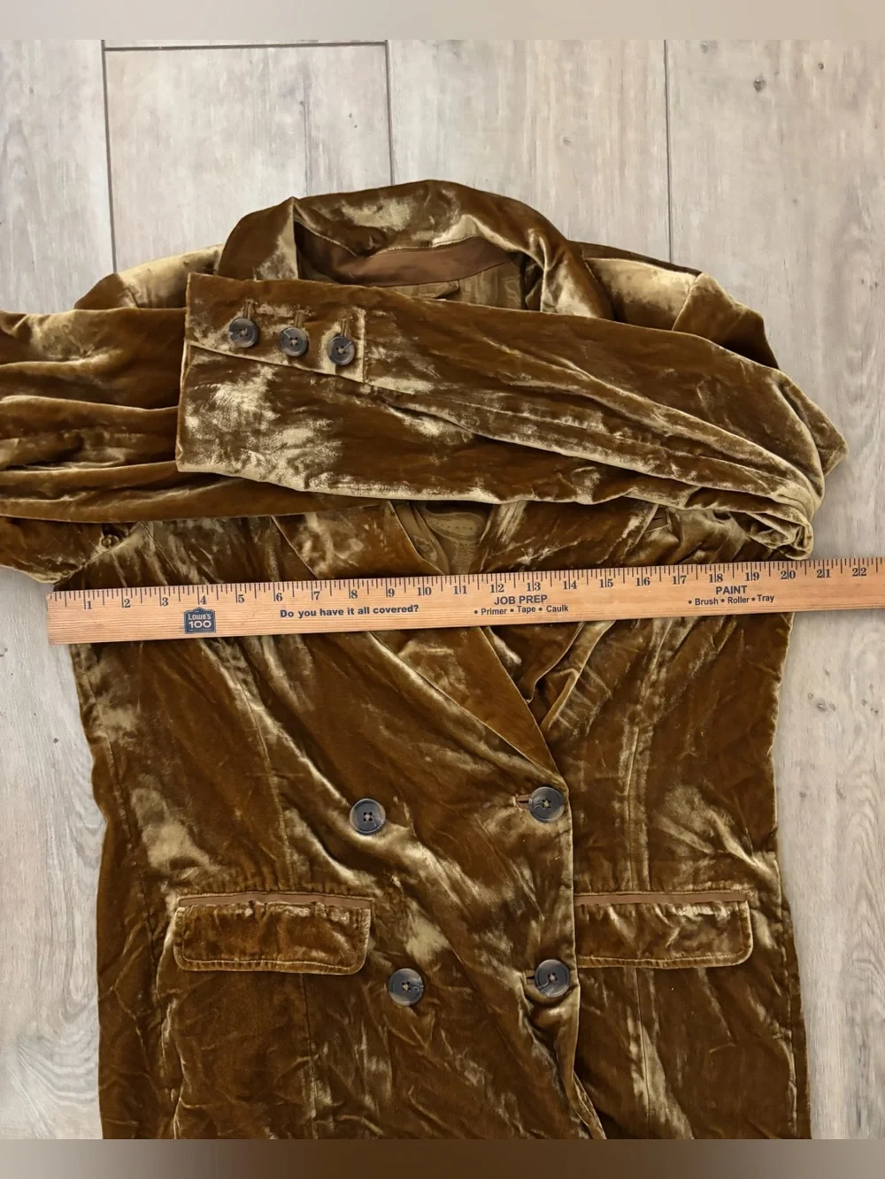 Free People Sharpie Double Breasted Velvet Blazer Gold Size S